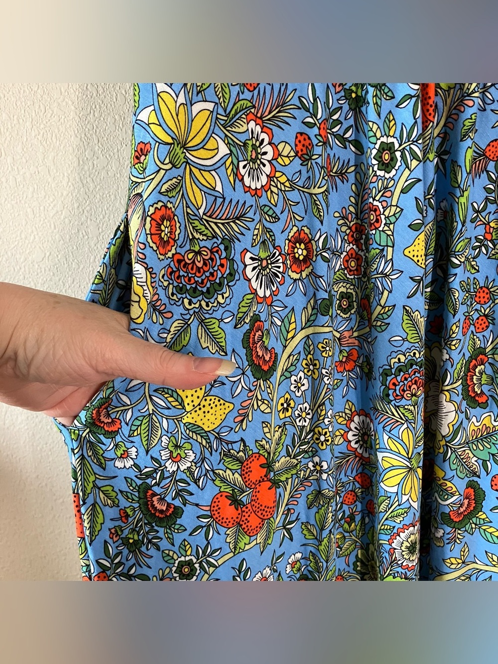 BODEN Fit & Flare Jersey Midi Dress 10 NEW Floral Fruit Euro Summer Vacation - Picture 6 of 15
